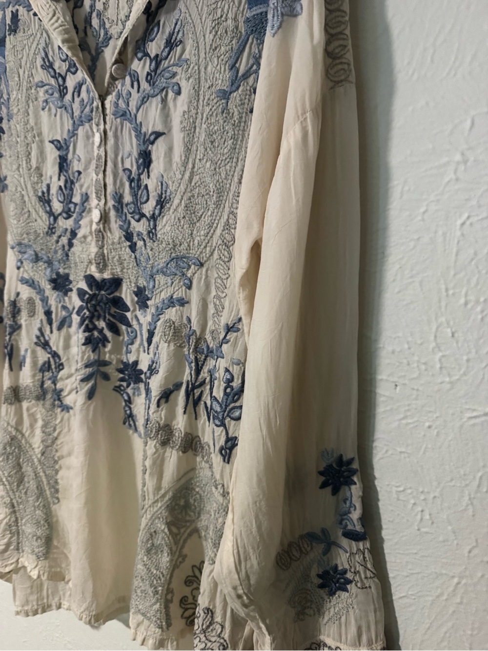 Johnny Was Alessa Tunic Long Top Shirt Floral Embroidery Shell Size Large - Picture 6 of 8
